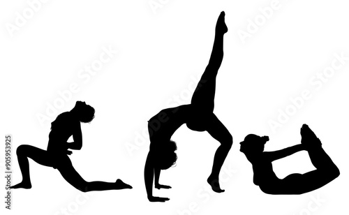 vector silueta femenina, yoga, ballet, estiramientos, deporte, flexibilidad, postura yoga
