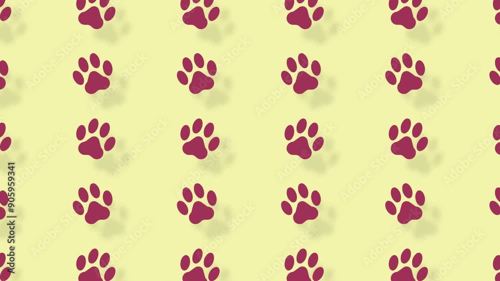 ループ対応の犬、猫の肉球イラストのパターンアニメーション背景素材 赤黄色、clip art pattern animation background of dog and cat paw illustration for loop. ループ対応の犬、猫の肉球イラストのパターンアニメーション背景素材 赤黄色、clip art pattern animation background of dog and cat paw illustration for loop.