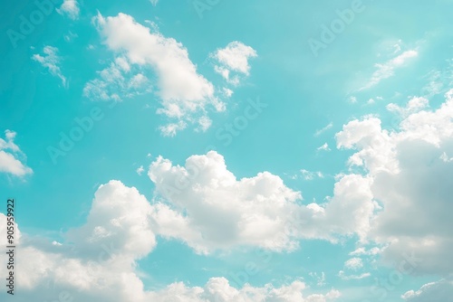 Summer blue sky cloud gradient light white background. Beauty clear cloudy in sunshine calm bright winter air bacground. Gloomy vivid cyan, ai