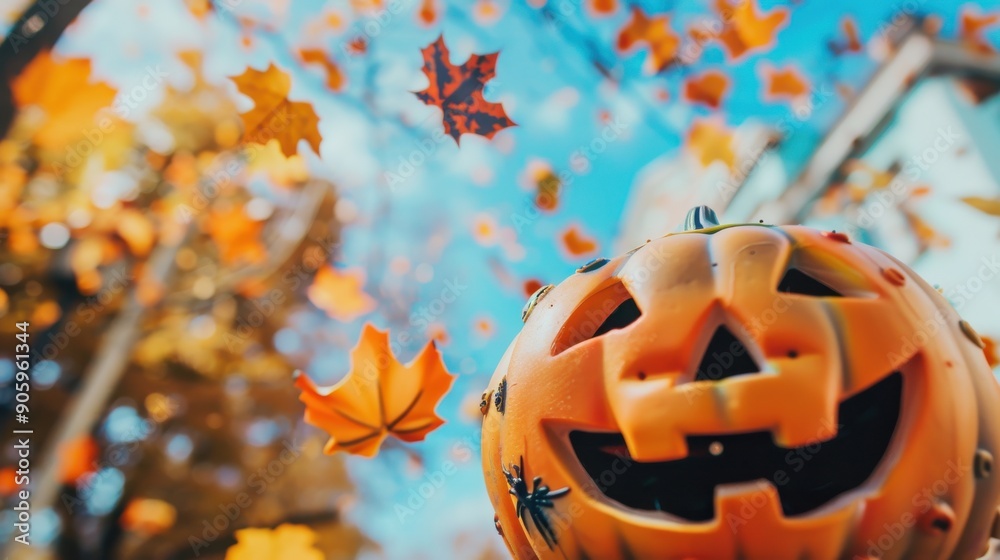 Naklejka premium halloween pumpkin on a tree