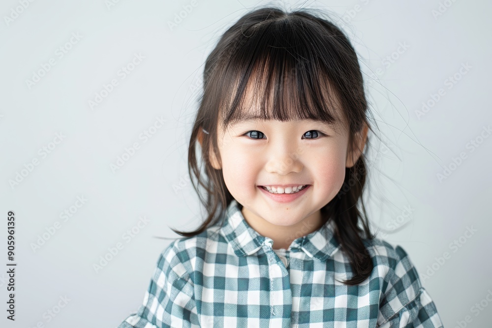 A young girl with dark hair in pigtails smiles warmly while wearing a checkered jacket. Her friendly demeanor and bright smile create a sense of approachability and warmth. A young girl with dark hair in pigtails smiles warmly while wearing a checkered jacket. Her friendly demeanor and bright smile create a sense of approachability and warmth.