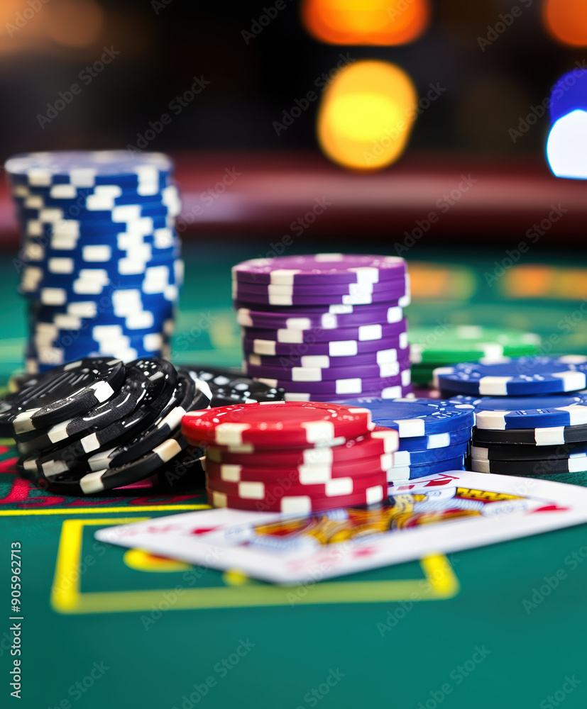 Naklejka premium a casino black jack on the table. AI generative.