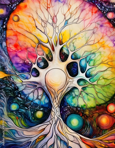 Neurographica Tree Digital Art