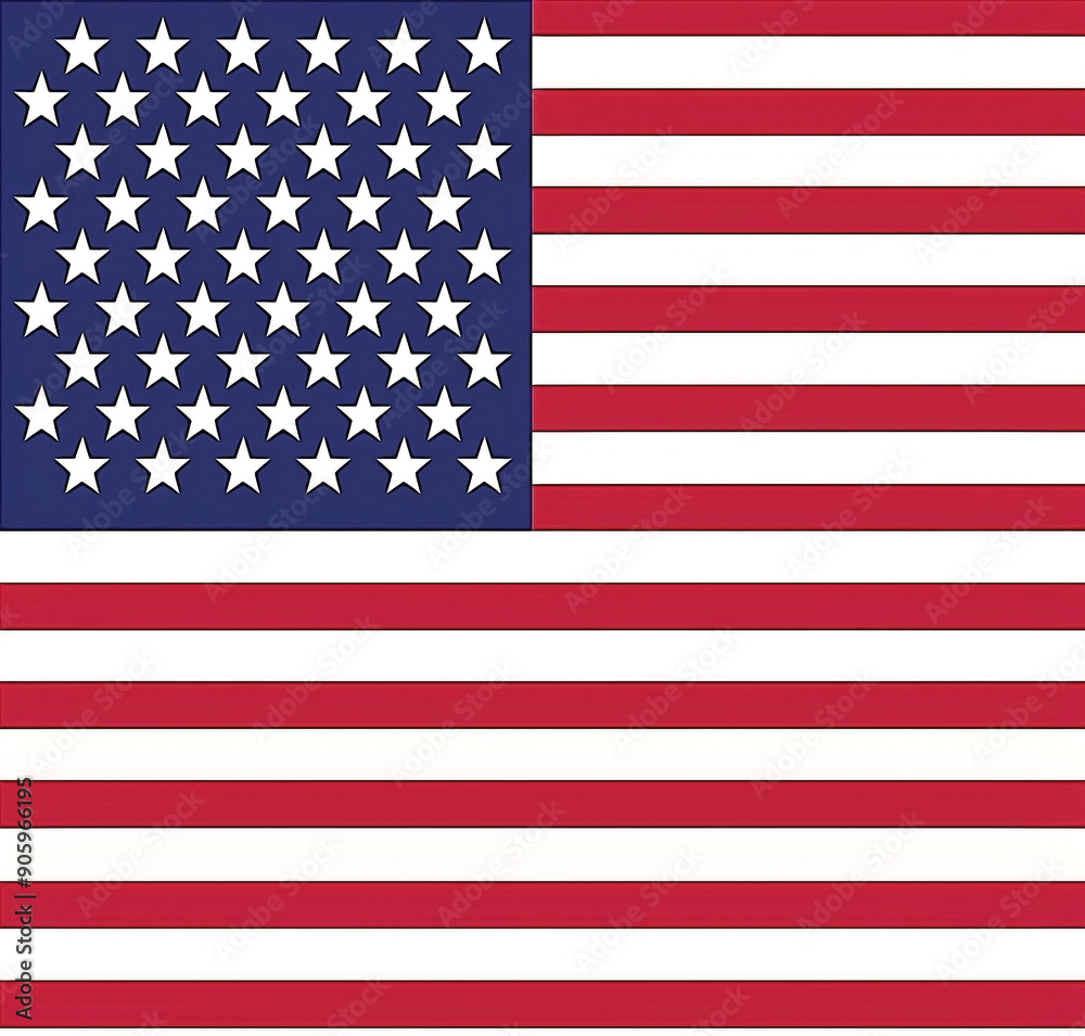 Naklejka premium Simple Vector Graphic of the American Flag on a White Background