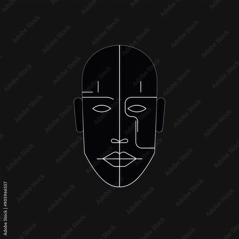 minimalist human robot face symbol illustration minimalist human robot face symbol illustration
