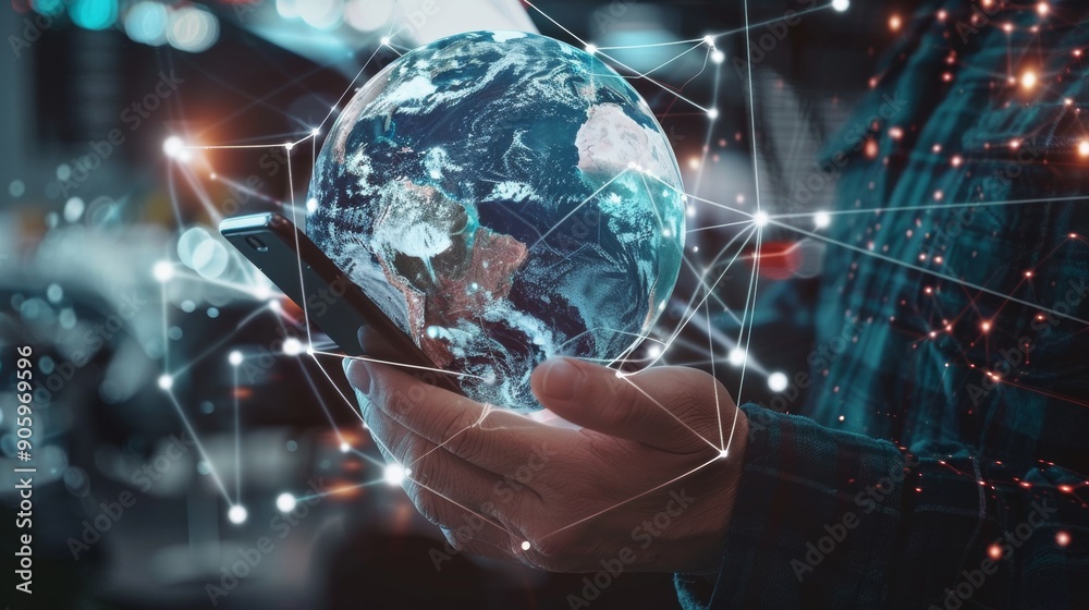 Fototapeta premium Apply to life Global Virtual Internet Connection Business Global Internet Connection Application technology digital marketing Finance and Banking big data technology digital link