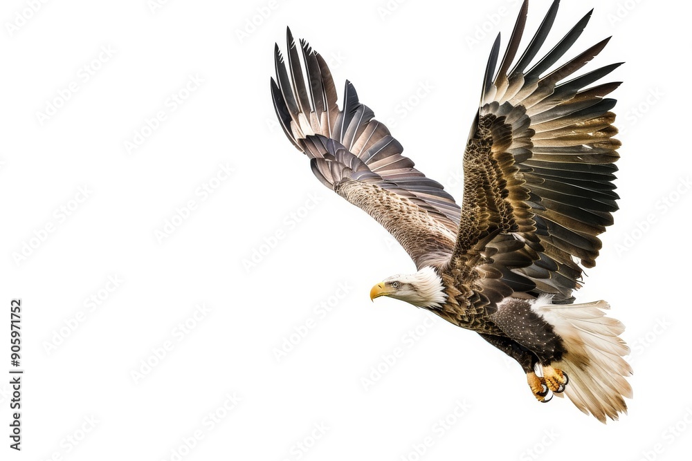 Obraz premium flying eagle white background