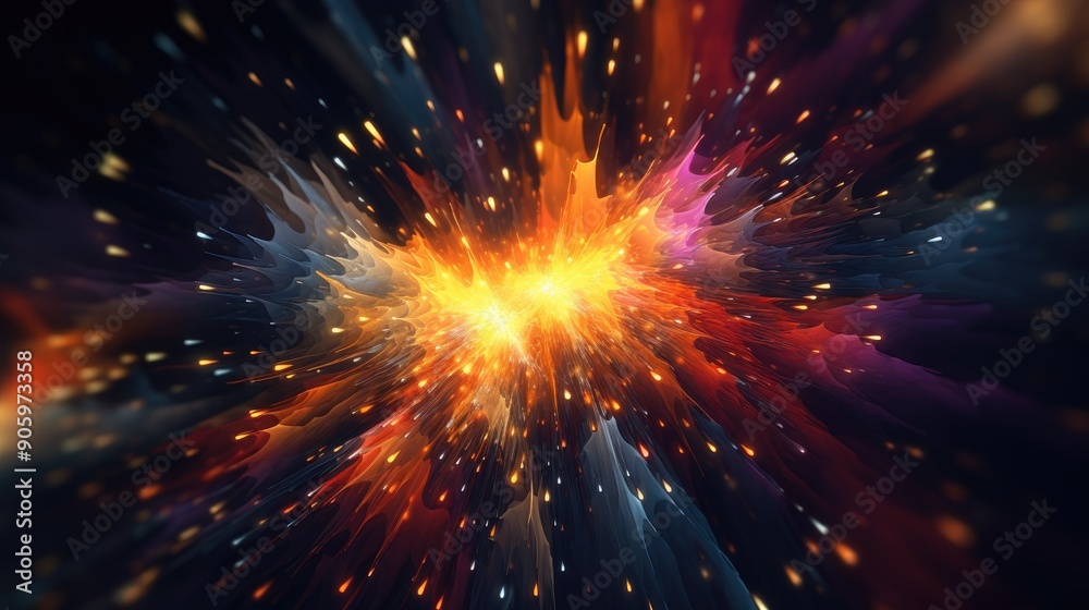 Abstract digital particle swarm in vibrant colors Abstract digital particle swarm in vibrant colors
