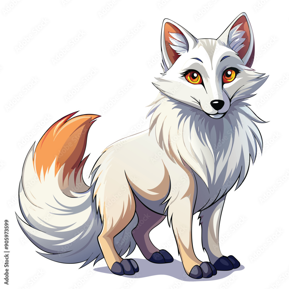 White Arctic Fox with Orange Tail White Arctic Fox with Orange Tail