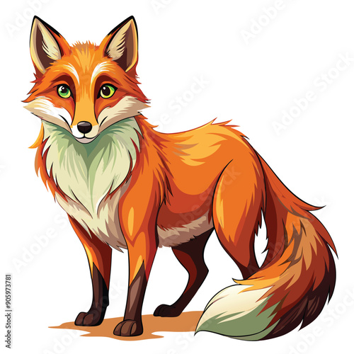 A Red Fox with Green Eyes and a Bushy Tail