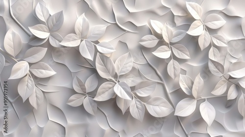 White Geometric Leaves 3D Tiles © Custom Media