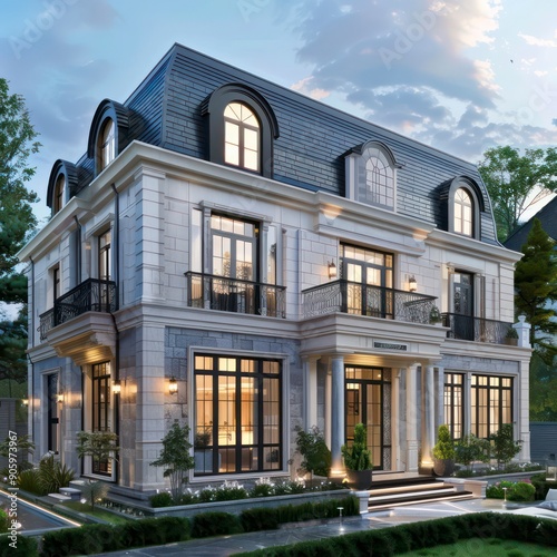 luxury modern house with a perfect blend between contemporary and classic style