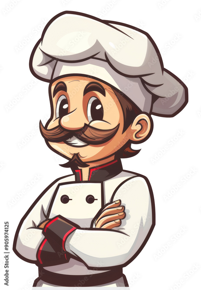 Cartoon chef with mustache isolated on transparent background Cartoon chef with mustache isolated on transparent background