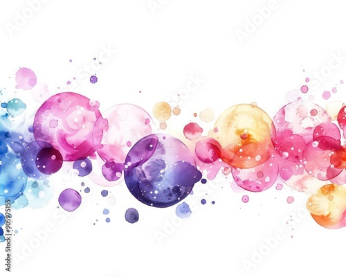 watercolor water drops scattered on a white background