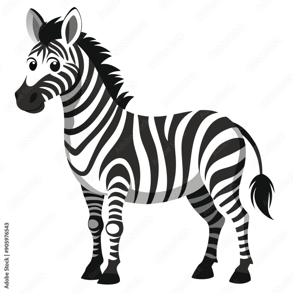 Obraz premium Cartoon Zebra with Black and White Stripes