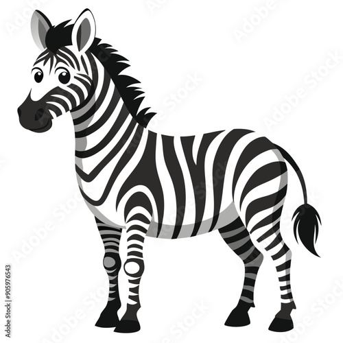 Cartoon Zebra with Black and White Stripes