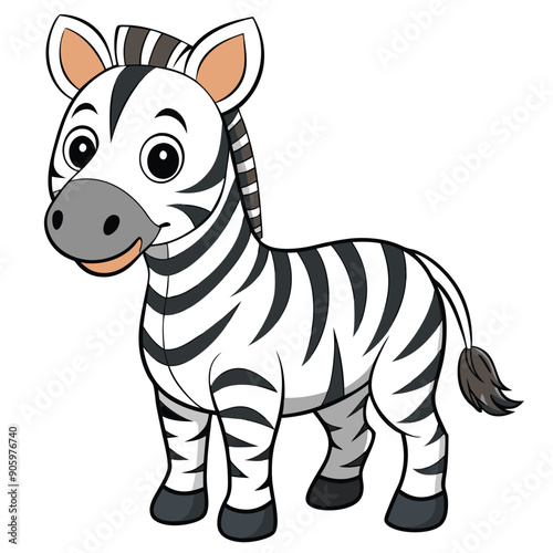 Cartoon Illustration of a Friendly Zebra