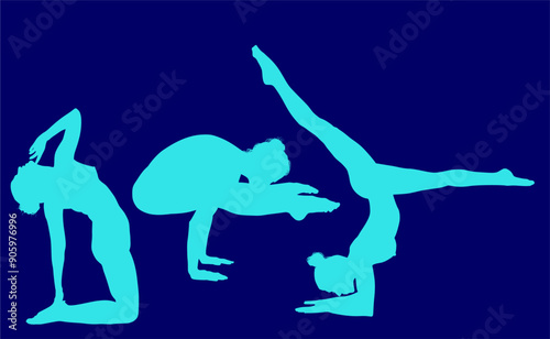 vector silueta femenina, yoga, ballet, estiramientos, deporte, flexibilidad, postura yoga