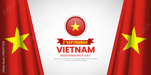 Vietnam independence day design. Waving flag Vector Illustration.