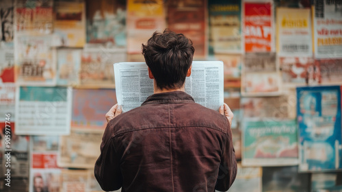 Man searching for job listings in a newspaper