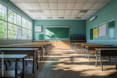 Empty School Classroom Interior created with Generative AI