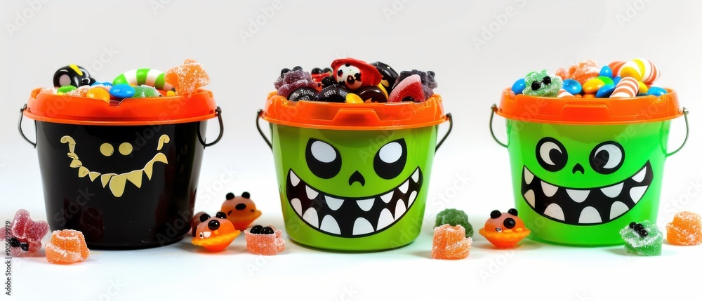 Fototapeta premium Halloween Candy Buckets