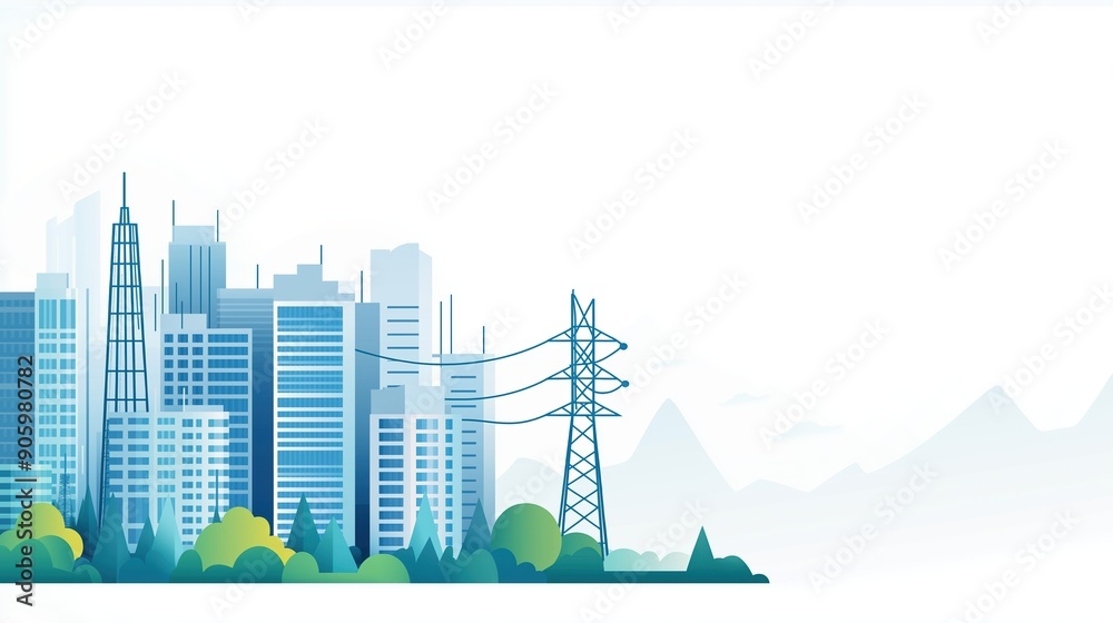 Obraz premium Smart grid city with efficient energy distribution, depicting smart infrastructure., Flat design