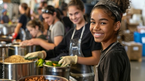 Generous Hearts: Young Volunteers at Food Bank Spreading Compassion Through Community Service