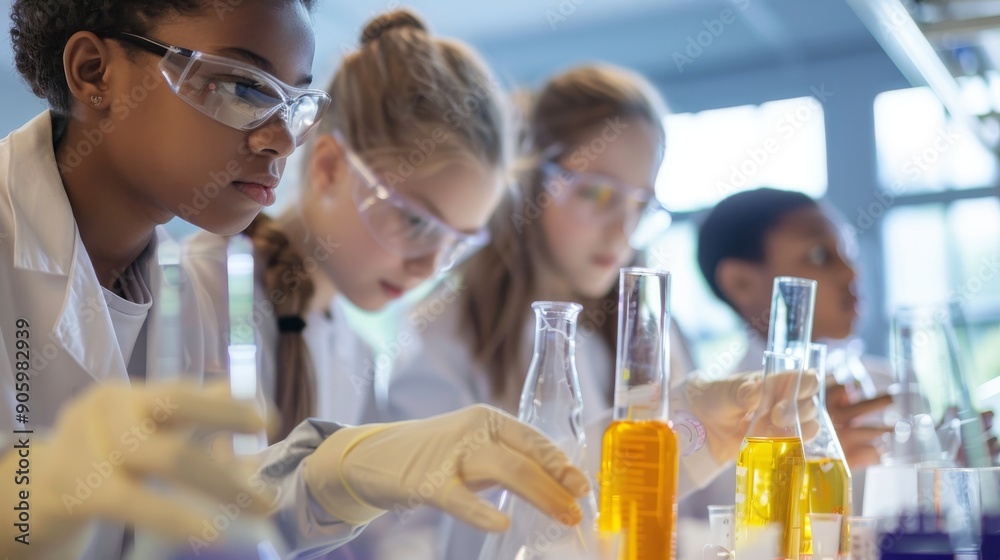 Young Scientists in a Modern Laboratory Conducting Innovative Research for Future STEM Advancements Young Scientists in a Modern Laboratory Conducting Innovative Research for Future STEM Advancements