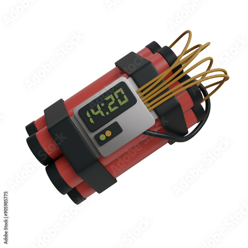 red black time bomb 3d illustration