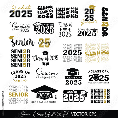 Senior Class of 2024 eps scalable vector files Senior 2025, Graduate 2025 bundle, class of 2025, High School University 2025