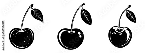 Cherry fruit silhouette vector illustration