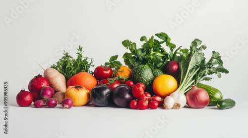 Mixed vegetables on a white background