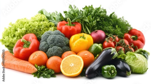 Mixed vegetables on a white background