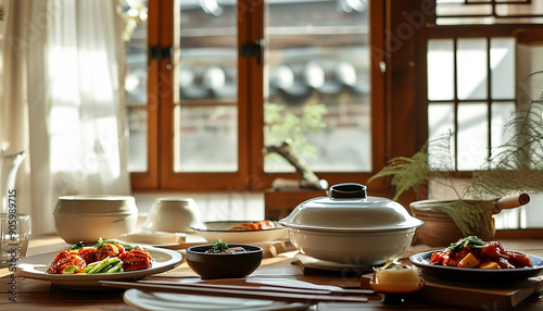 Wallpaper Mural Illustration of Korean dishes served in a modern and attractive way, rich in Korean culture Torontodigital.ca