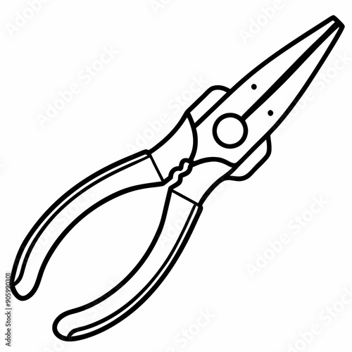 Needle-nose pliers line art 