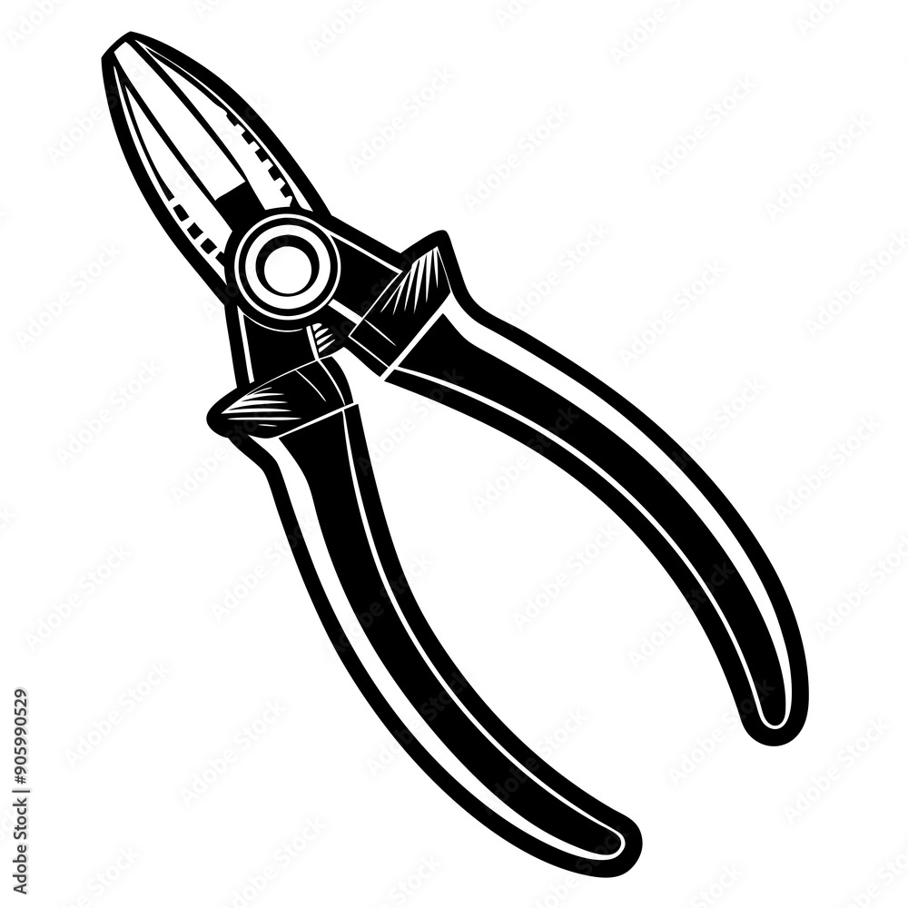 Needle-nose pliers silhouette vector illustration Needle-nose pliers silhouette vector illustration