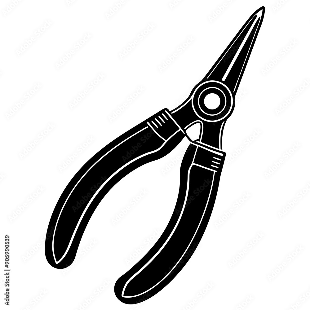 Needle-nose pliers silhouette vector illustration Needle-nose pliers silhouette vector illustration