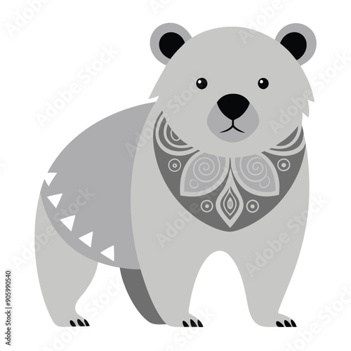 A Gray Bear with Ornamental Neckwear