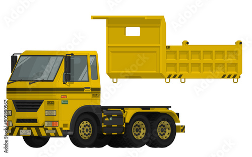 Isolated part of dump truck on white background