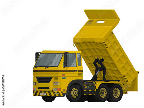 Isolated dump truck on white background