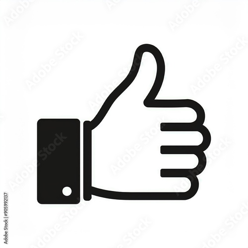 thumb up black icon isolated on white