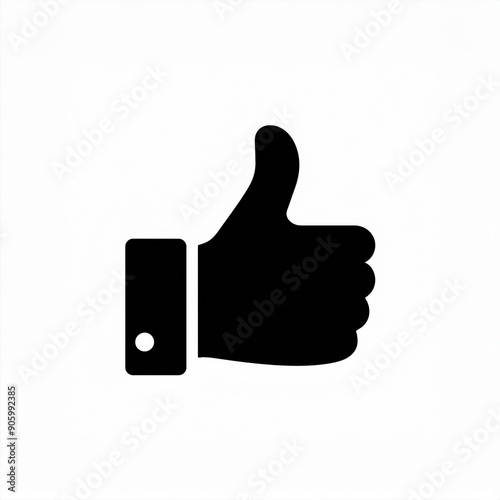 thumb up black icon isolated on white