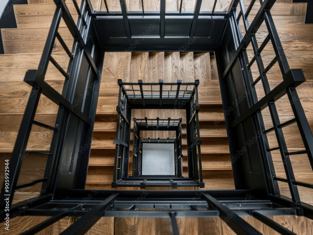 Fototapeta premium Looking Down a Modern Stairwell