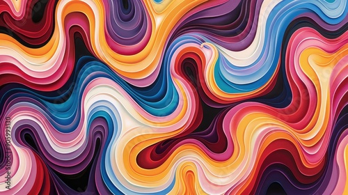 Multicolored wavy patterns intertwining in a hypnotic fashion