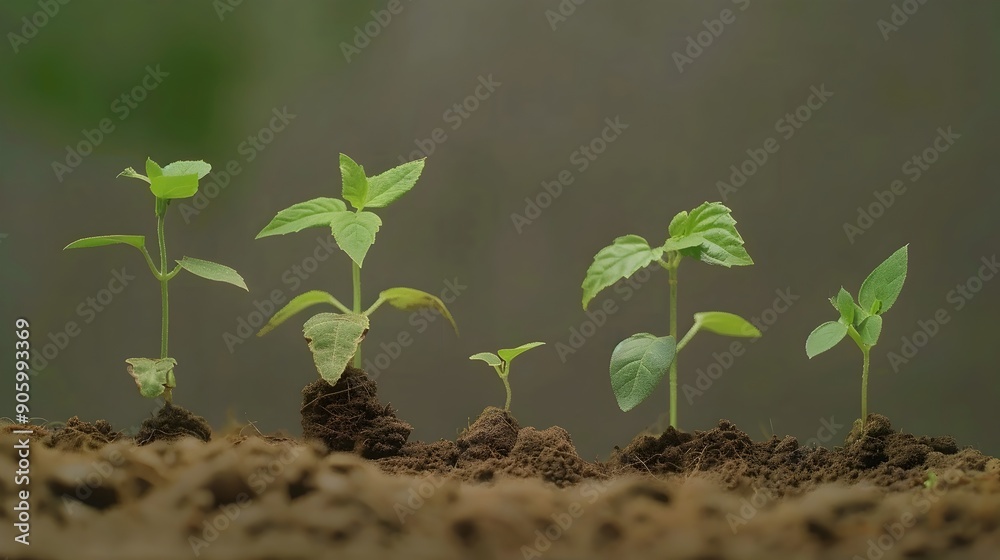 Fototapeta premium Vibrant Time Lapse of Plant Growth from Seedling to Mature Bloom