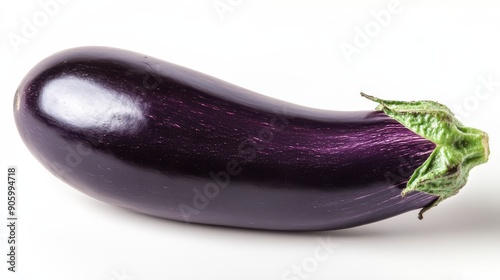 Wallpaper Mural Close-up of two fresh, vibrant purple eggplants on a white background, ideal for culinary and agricultural themes. Torontodigital.ca