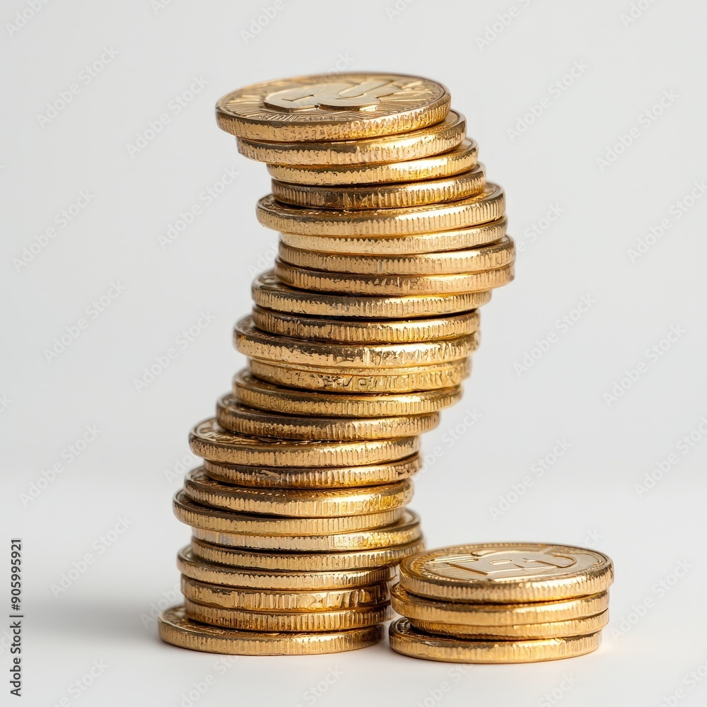 A stack of gold coins with the number 1 on the top A stack of gold coins with the number 1 on the top