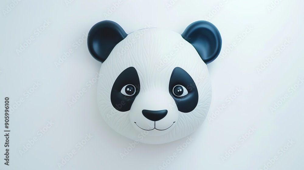 Cute Smiling Panda Head on White Background: Adorable and Expressive Panda Face Illustration Cute Smiling Panda Head on White Background: Adorable and Expressive Panda Face Illustration