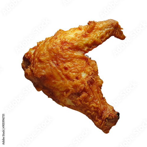 Golden Fried Chicken Wing Closeup, isolated, no background, transparent background	 photo